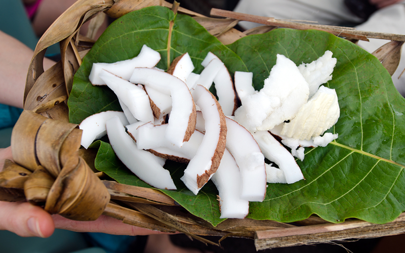 La chair blanche de la noix de coco est utilisée pour faire le lait de coco.<br/><small>©Shutterstock/ChameleonsEye</small>